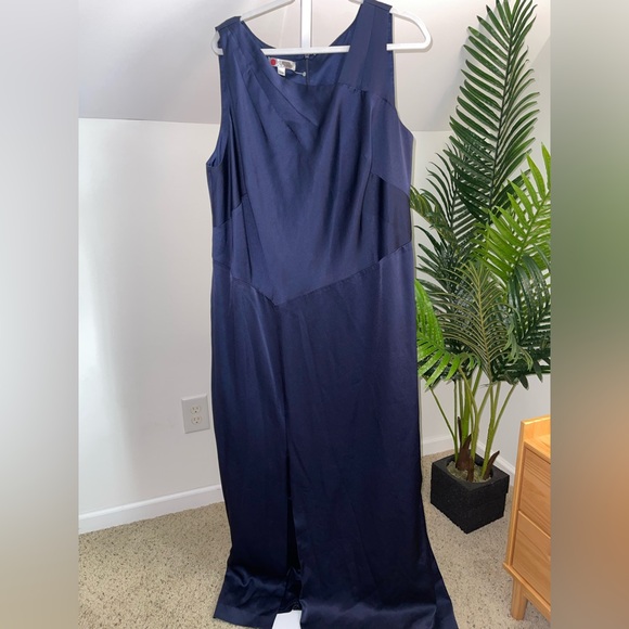 Kay Unger Navy Side Slit Cut Out Gown 20 - Picture 4 of 6